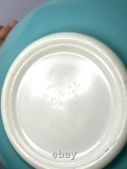 Vintage Pyrex Turquoise Hot Air Balloon Chip Dip Cinderella Set #444 #441