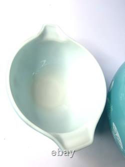 Vintage Pyrex Turquoise Hot Air Balloon Chip Dip Cinderella Set #444 #441