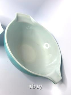 Vintage Pyrex Turquoise Hot Air Balloon Chip Dip Cinderella Set #444 #441