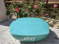 Vintage Pyrex Ultra Rare PROTOTYPE Turquoise Blue #025 Hostess Bowl Set with Lid