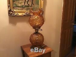 Vintage Rich Amber Fenton 24 Poppy GWTW 3 Way Lamp