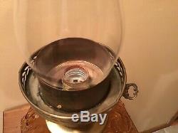 Vintage Rich Amber Fenton 24 Poppy GWTW 3 Way Lamp