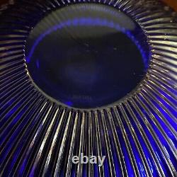 Vintage Riedel Cobalt Blue Clear Rim Ribbed Heavy Serving Bowl RARE 9.78