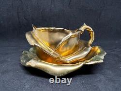 Vintage Royal Bayreuth-A Gold Rose Demitasse Cup & Saucer-Stunning/Hard To Find