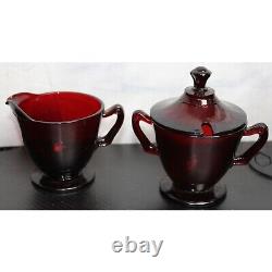 Vintage Ruby Red Anchor Hocking 53 Pc. Dishware