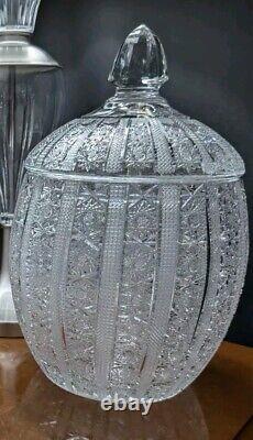 Vintage Set Of Czech Bohemian Queen Lace Lead Crystal Lidded Punch Bowls
