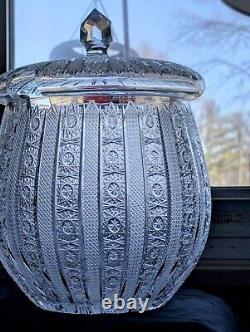 Vintage Set Of Czech Bohemian Queen Lace Lead Crystal Lidded Punch Bowls