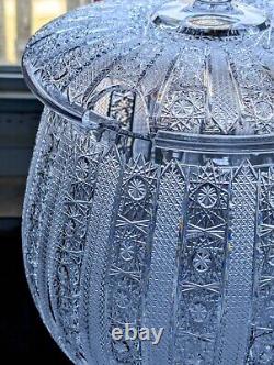 Vintage Set Of Czech Bohemian Queen Lace Lead Crystal Lidded Punch Bowls