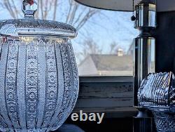 Vintage Set Of Czech Bohemian Queen Lace Lead Crystal Lidded Punch Bowls