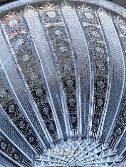 Vintage Set Of Czech Bohemian Queen Lace Lead Crystal Lidded Punch Bowls