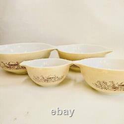 Vintage Set of 4 PYREX Forest Fancies Mushroom Cinderella Nesting Mixing Bowls