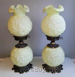 Vintage Sherbet Green Fenton Poppy 23 GWTW Table Lamps (Buy One or Both)