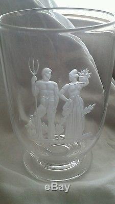 Vintage Steuben Etched 1937 Crystal Art Glass Goblet (Peasants)