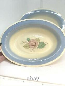 Vintage Susie Cooper PATRICIA ROSE Faded Blue Rim Serving Bowls1938 Art Deco 2pc