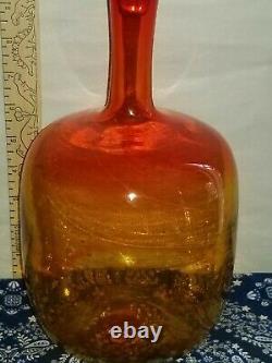 Vintage Tangerine Amberina Marked Blenko Glass Decanter 14H