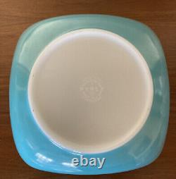 Vintage Turquoise Pyrex 025/410 Square Chip Dip Excellent 1959 Original Bracket