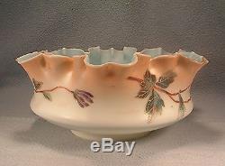 Vintage Victorian Mt. Washington Hand Painted Large Glass Brides Basket / Bowl
