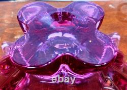 Vintage Viking Epic Thistle Pink Art Glass Bowl Handmade Sculptural Design #6718