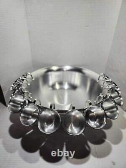 Vintage Wear Ever Large Aluminum Punch Bowl With12 Cups