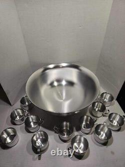 Vintage Wear Ever Large Aluminum Punch Bowl With12 Cups