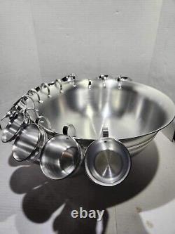 Vintage Wear Ever Large Aluminum Punch Bowl With12 Cups