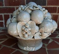 Vintage White Ceramic Crackle Glazed Fruit Bowl Pre Owned Marked Signed Heavy