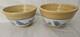 Vintage Yellow Ware Sampson Pottery Blue & White Pair BOWLS 6.25 Round 3.75 High