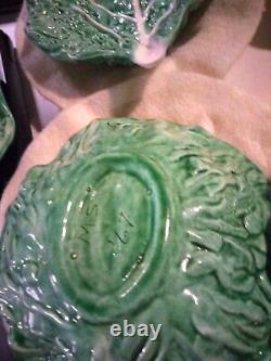 Vintage cabbage bowls dishes cabbageware ceramic pottery green Set Of 6