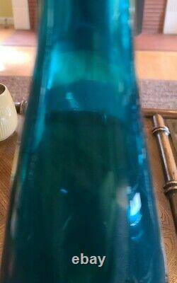 Vintage original 16 Blenko 920 decanter flame stopper ocean blue glass MCM