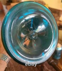 Vintage original 16 Blenko 920 decanter flame stopper ocean blue glass MCM