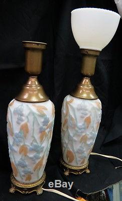 Vintage pair consolidated / phoenix lamps high relief bittersweet pattern 40s