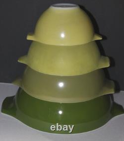 Vintage set of (4) Pyrex nesting/mixing bowls withshades of green 441,442,443,444