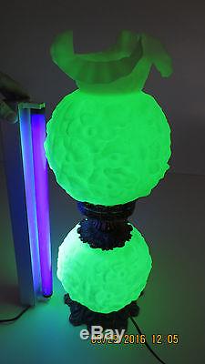 Vnt Fenton Gone With The Wind Dual Globe Poppy Seed Lamp Light Green Vaseline