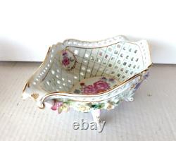 Von Schierholz Dresden German Porcelain 11x4x7 Flower Bowl Vase Basket Antique