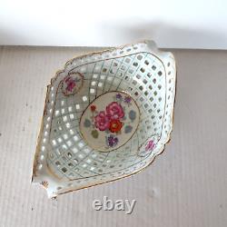 Von Schierholz Dresden German Porcelain 11x4x7 Flower Bowl Vase Basket Antique