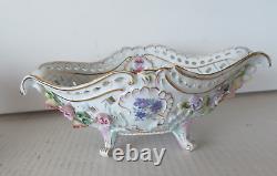 Von Schierholz Dresden German Porcelain 11x4x7 Flower Bowl Vase Basket Antique