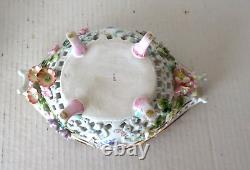 Von Schierholz Dresden German Porcelain 11x4x7 Flower Bowl Vase Basket Antique
