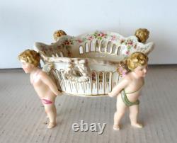 Von Schierholz Dresden German Porcelain Cherub Putti Bowl Vase Basket Antique