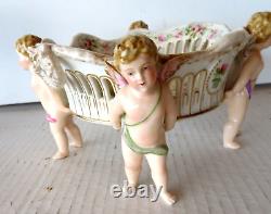 Von Schierholz Dresden German Porcelain Cherub Putti Bowl Vase Basket Antique
