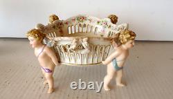 Von Schierholz Dresden German Porcelain Cherub Putti Bowl Vase Basket Antique
