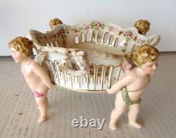 Von Schierholz Dresden German Porcelain Cherub Putti Bowl Vase Basket Antique