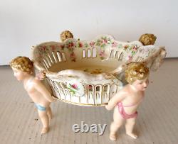 Von Schierholz Dresden German Porcelain Cherub Putti Bowl Vase Basket Antique