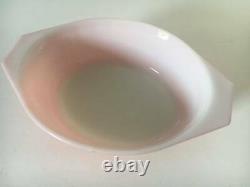Vtg 1962 PYREX 043 1.5 Quart Pink Stem Promo Oval Casserole Dish rare MCM
