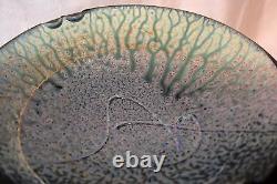 Vtg'91 Signed Richard Aerni Pottery Ash Glazed Stoneware Bowl-11 3/8 Mint