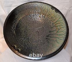 Vtg'91 Signed Richard Aerni Pottery Ash Glazed Stoneware Bowl-11 3/8 Mint