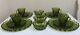 Vtg Avacado Green 16 Piece Set by Anchor Hocking Fairfield Pattern Scalloped