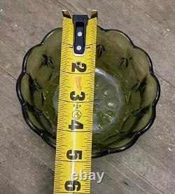Vtg Avacado Green 16 Piece Set by Anchor Hocking Fairfield Pattern Scalloped