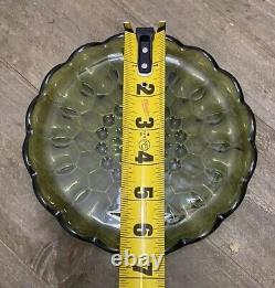 Vtg Avacado Green 16 Piece Set by Anchor Hocking Fairfield Pattern Scalloped