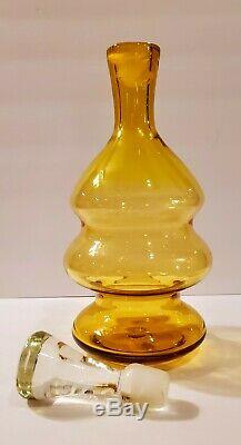 Vtg Bischoff MCM Lemon Yellow Art Glass Decanter Gurgle Bottle MCM Rare Eames