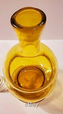 Vtg Bischoff MCM Lemon Yellow Art Glass Decanter Gurgle Bottle MCM Rare Eames